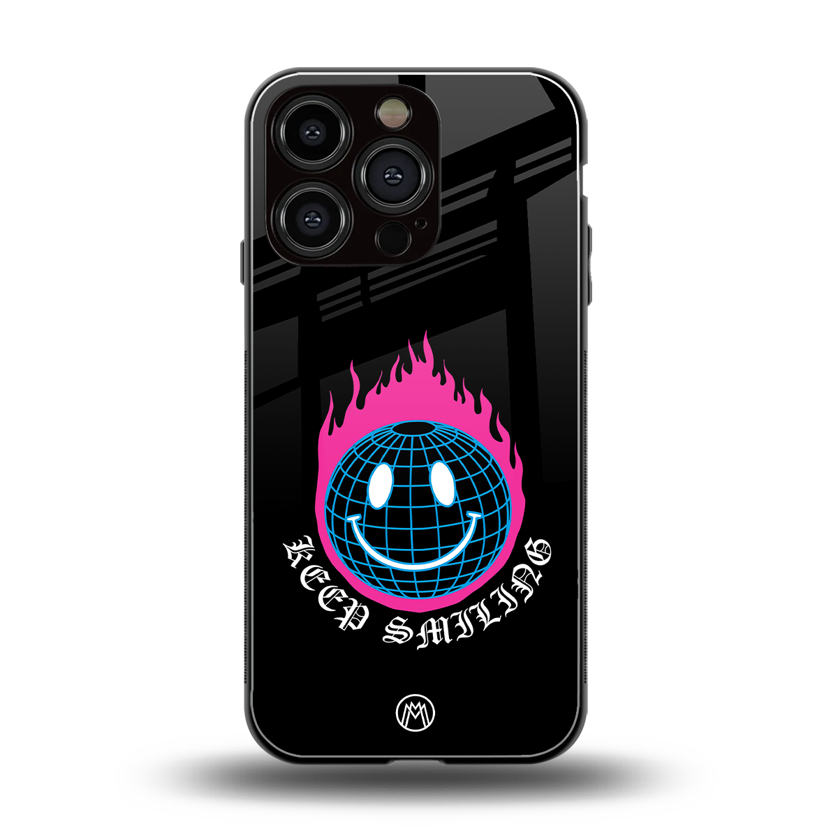 keep smiling back phone cover | glass case for iphone 16 pro