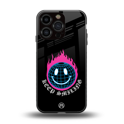 keep smiling back phone cover | glass case for iphone 16 pro