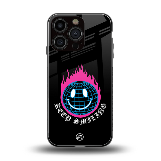 keep smiling back phone cover | glass case for iphone 16 pro