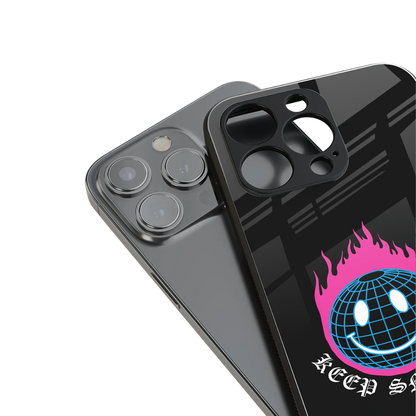 keep smiling back phone cover | glass case for iphone 15 pro