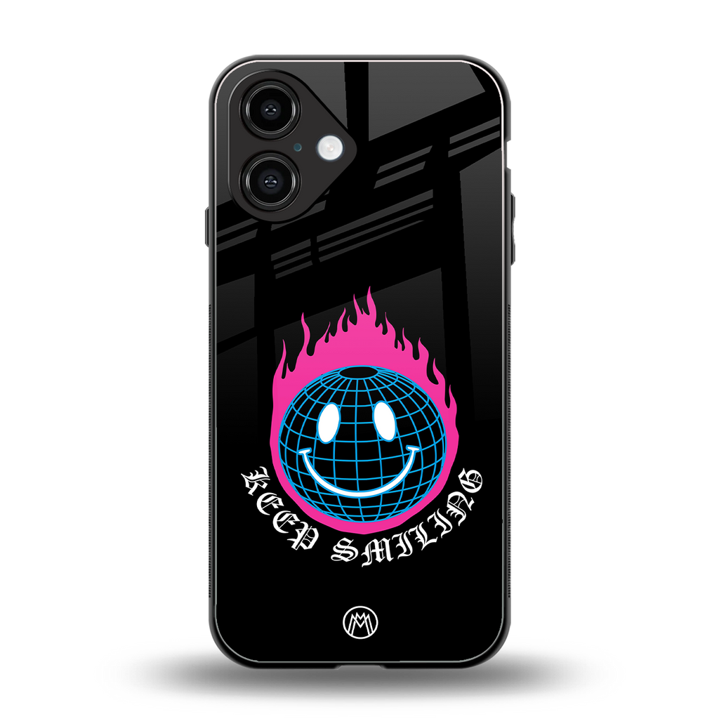 keep smiling back phone cover | glass case for iphone 16
