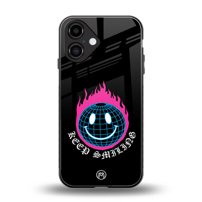 keep smiling back phone cover | glass case for iphone 16