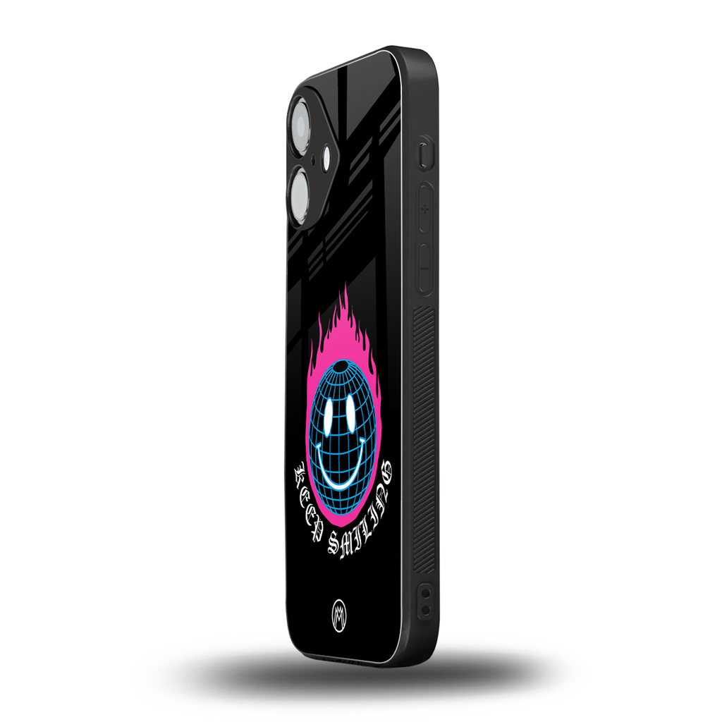 keep smiling back phone cover | glass case for iphone 16