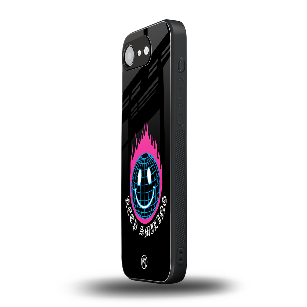 keep smiling back phone cover | glass case for iphone 16e