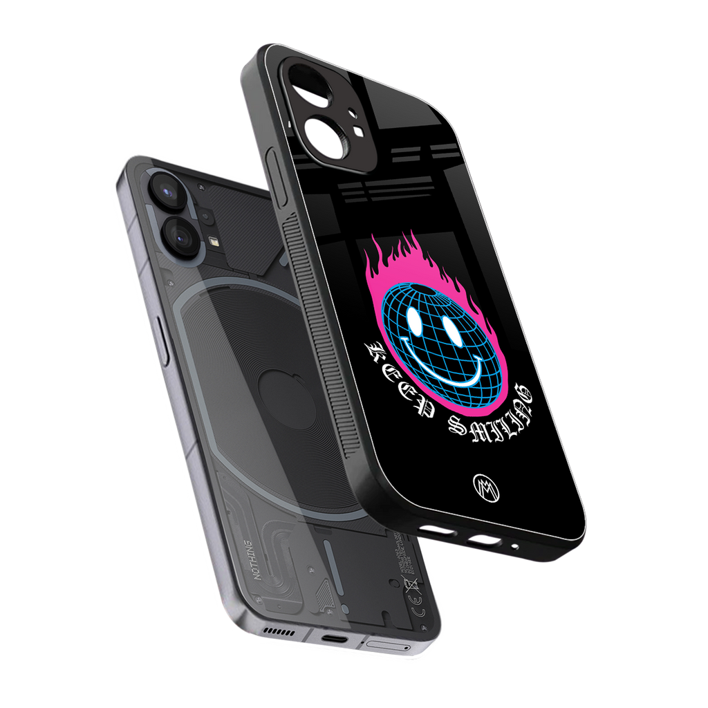 keep smiling back phone cover | glass case for nothing phone 1