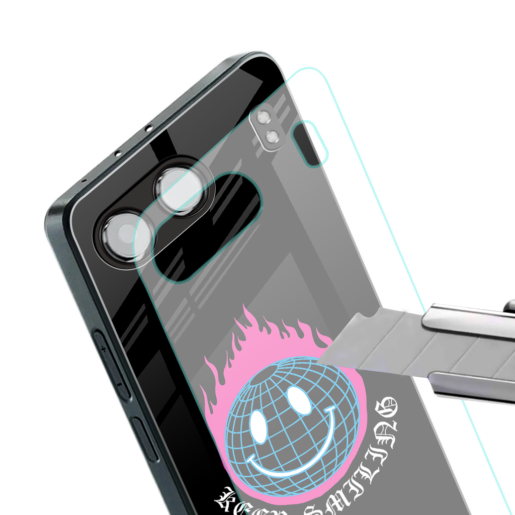 keep smiling back phone cover | glass case for oneplus nord 4