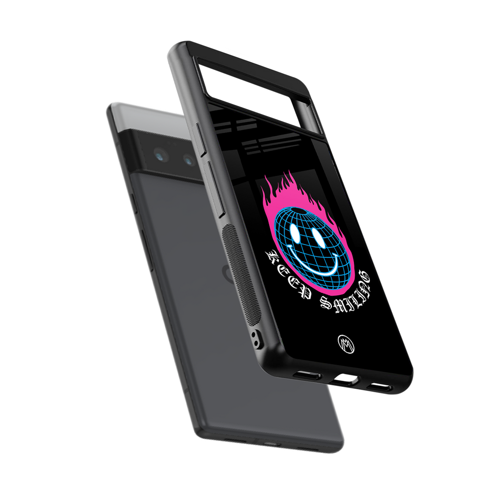 keep smiling back phone cover | glass case for google pixel 6 pro