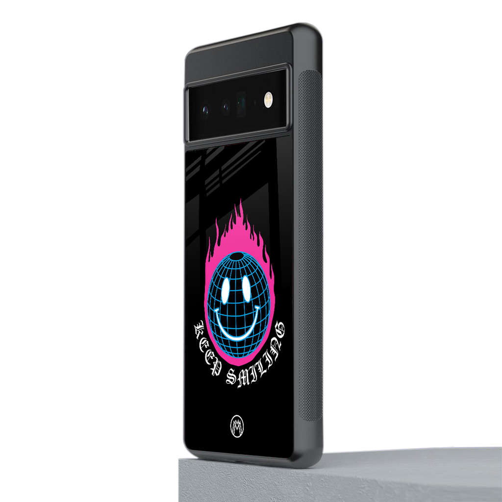 keep smiling back phone cover | glass case for google pixel 6 pro