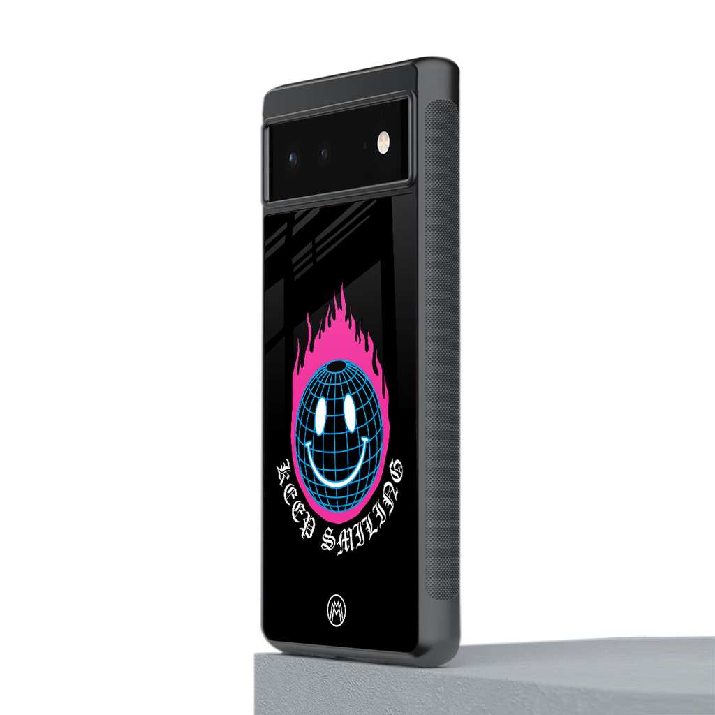 keep smiling back phone cover | glass case for google pixel 6