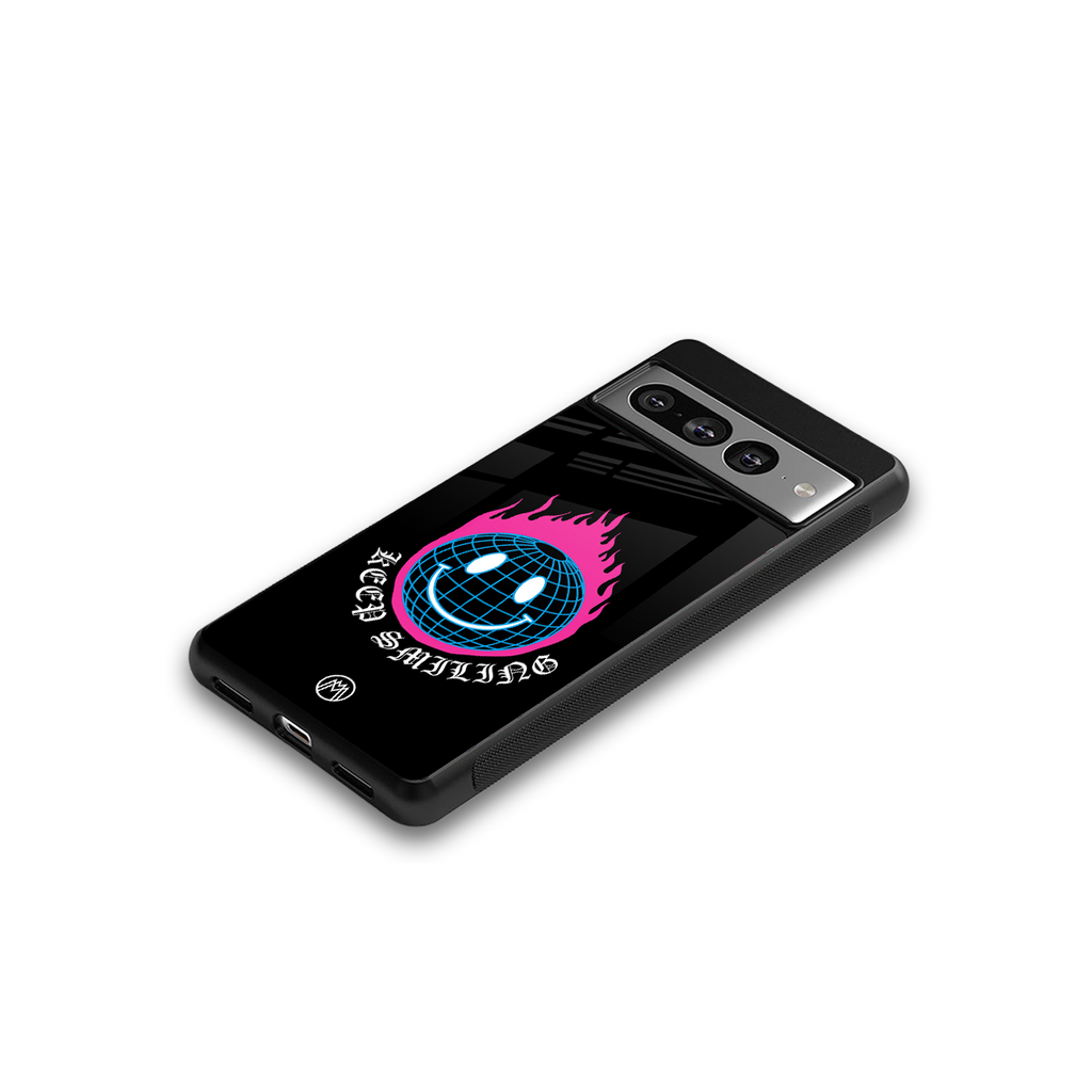 keep smiling back phone cover | glass case for google pixel 7 pro