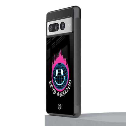 keep smiling back phone cover | glass case for google pixel 7 pro