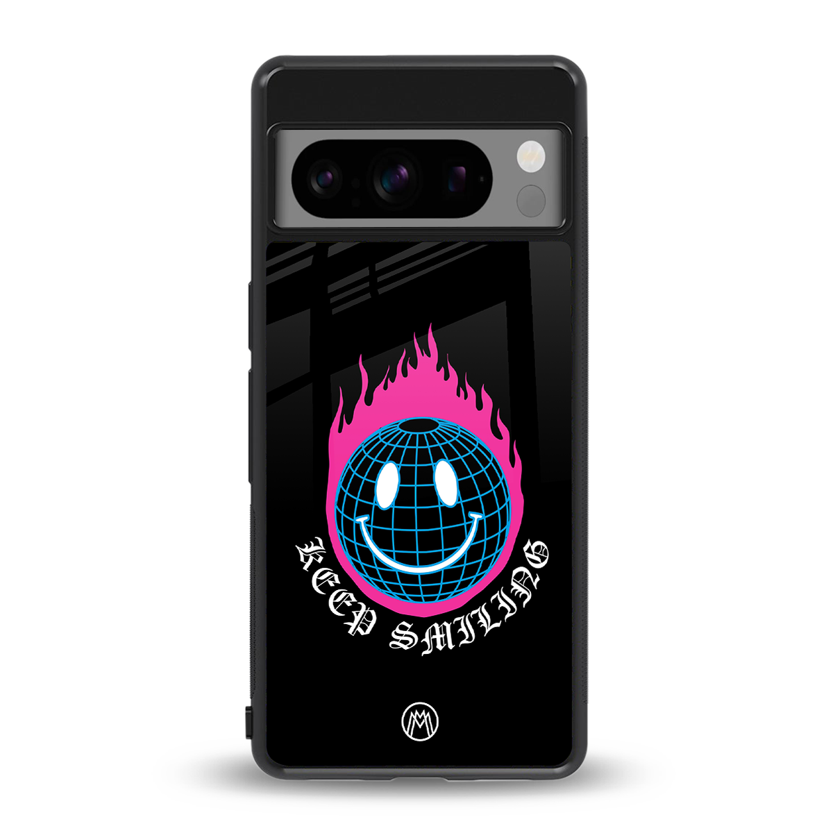 keep smiling back phone cover | glass case for google pixel 8 pro