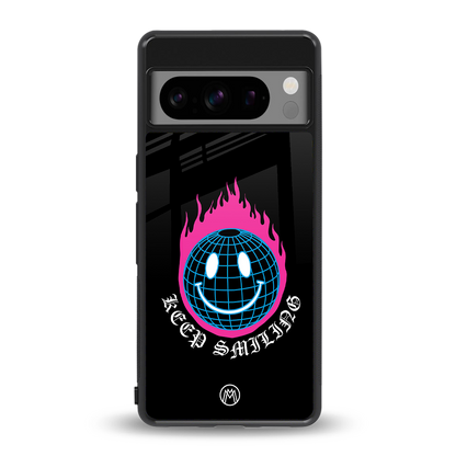 keep smiling back phone cover | glass case for google pixel 8 pro