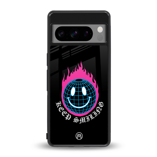 keep smiling back phone cover | glass case for google pixel 8 pro