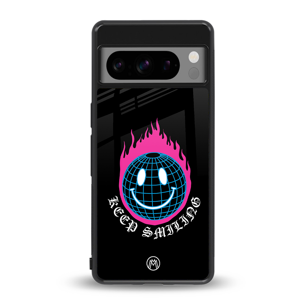 keep smiling back phone cover | glass case for google pixel 8 pro