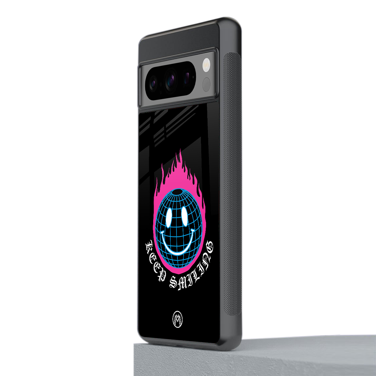 keep smiling back phone cover | glass case for google pixel 8 pro