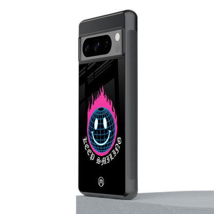 keep smiling back phone cover | glass case for google pixel 8 pro