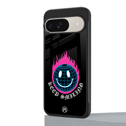 keep smiling back phone cover | glass case for google pixel 9