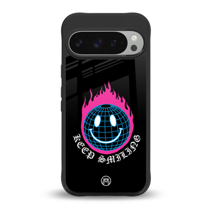keep smiling back phone cover | glass case for google pixel 9 pro xl