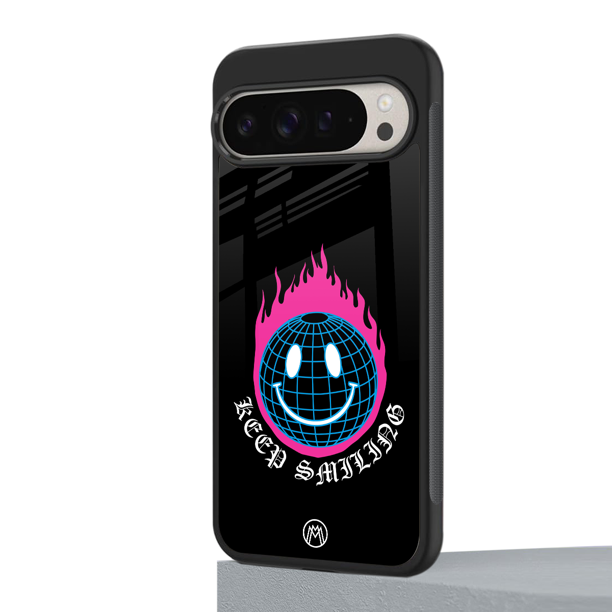 keep smiling back phone cover | glass case for google pixel 9 pro xl