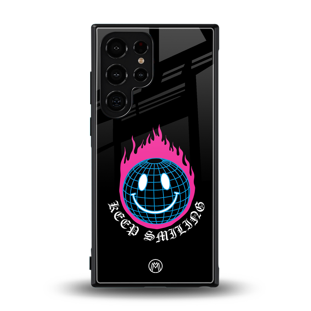 keep smiling back phone cover | glass case for samsung galaxy s23 ultra