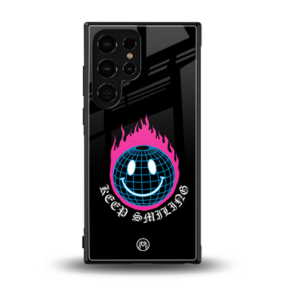 keep smiling back phone cover | glass case for samsung galaxy s23 ultra