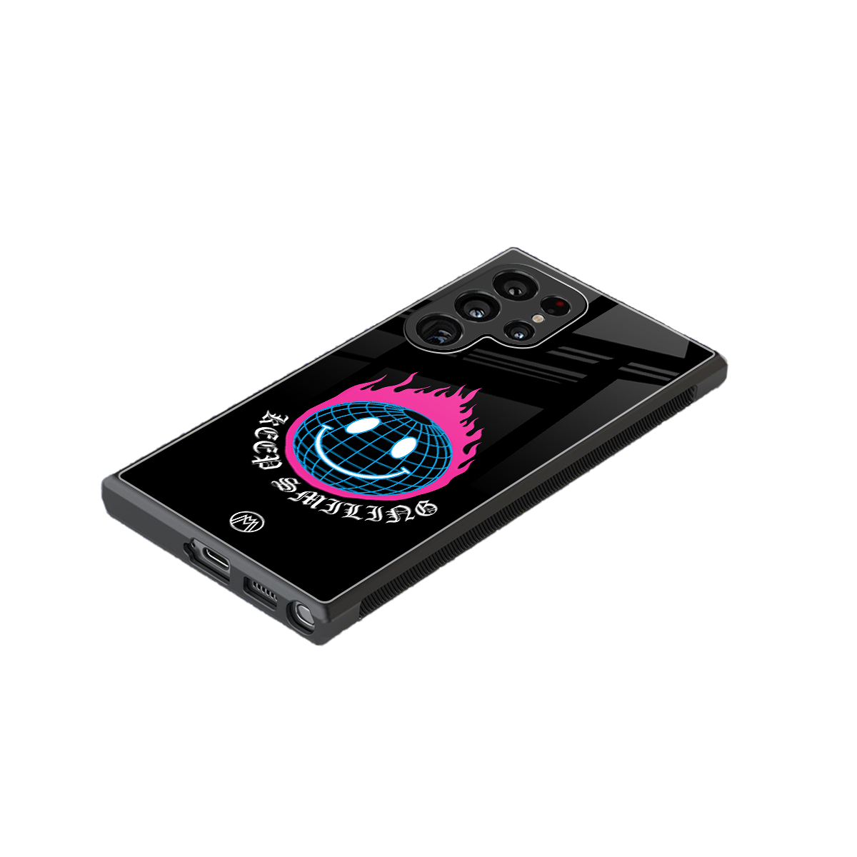 keep smiling back phone cover | glass case for samsung galaxy s23 ultra