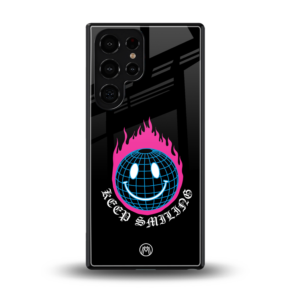 keep smiling back phone cover | glass case for samsung galaxy s25 ultra