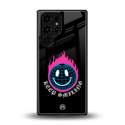 keep smiling back phone cover | glass case for samsung galaxy s25 ultra
