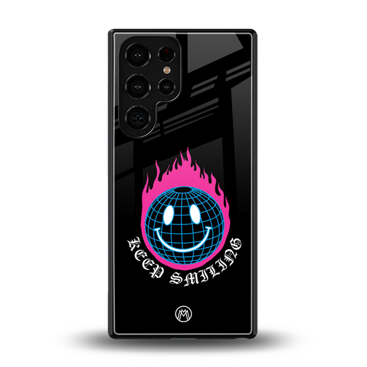 keep smiling back phone cover | glass case for samsung galaxy s25 ultra