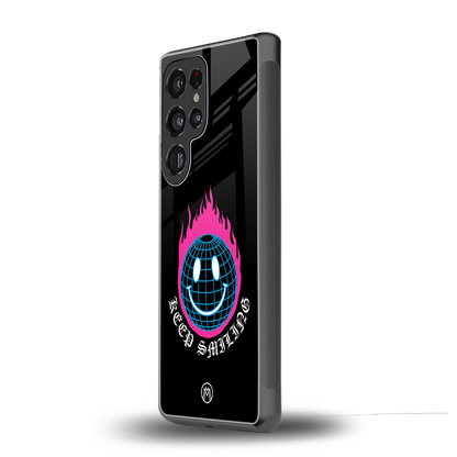 keep smiling back phone cover | glass case for samsung galaxy s25 ultra