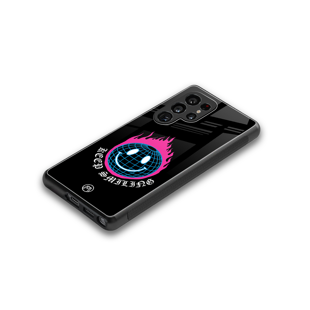 keep smiling back phone cover | glass case for samsung galaxy s25 ultra