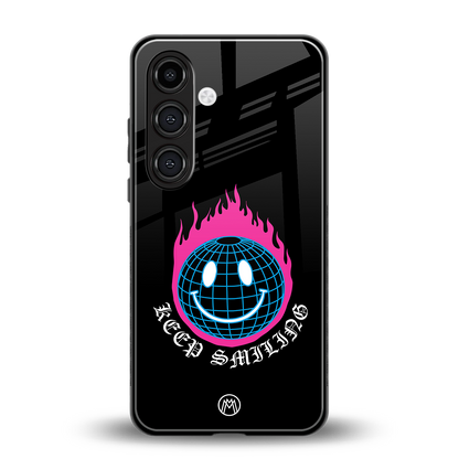 keep smiling back phone cover | glass case for samsung galaxy s24 fe