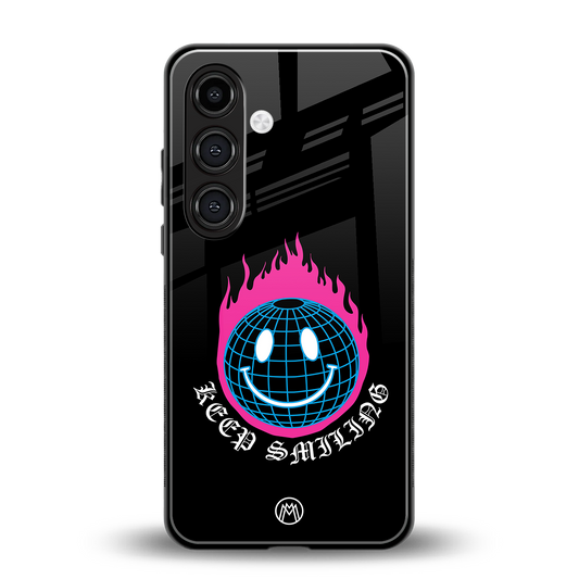 keep smiling back phone cover | glass case for samsung galaxy s24 fe