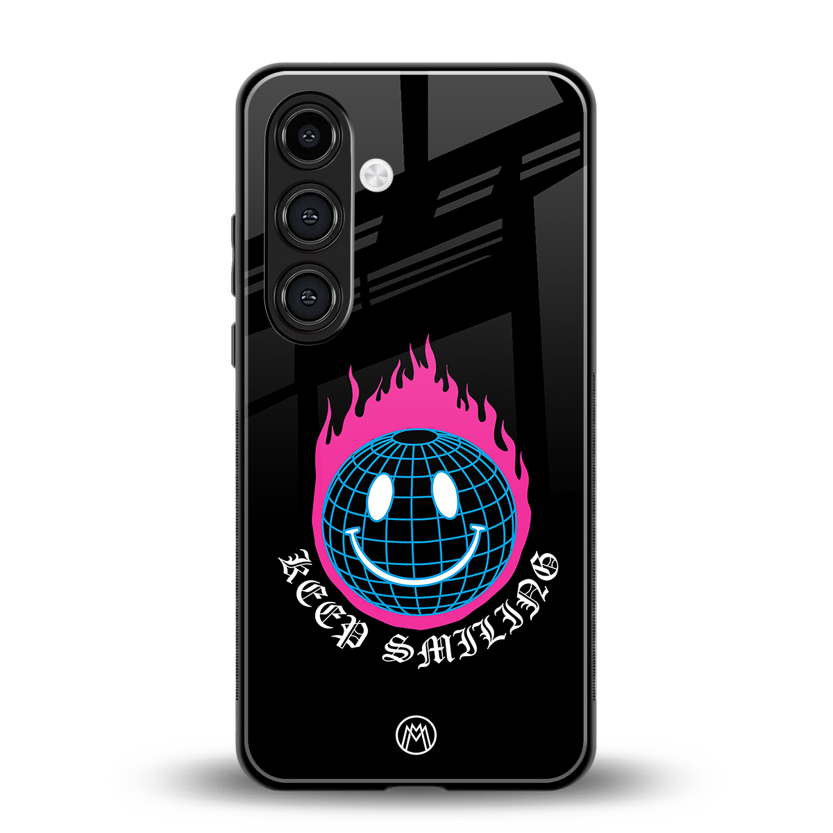 keep smiling back phone cover | glass case for samsung galaxy s25 plus