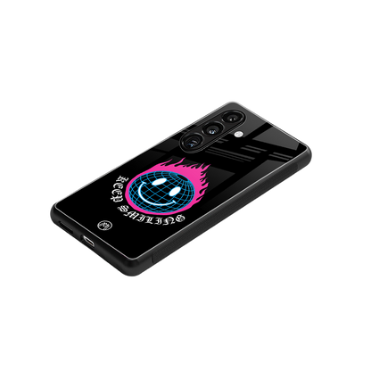 keep smiling back phone cover | glass case for samsung galaxy s24 plus