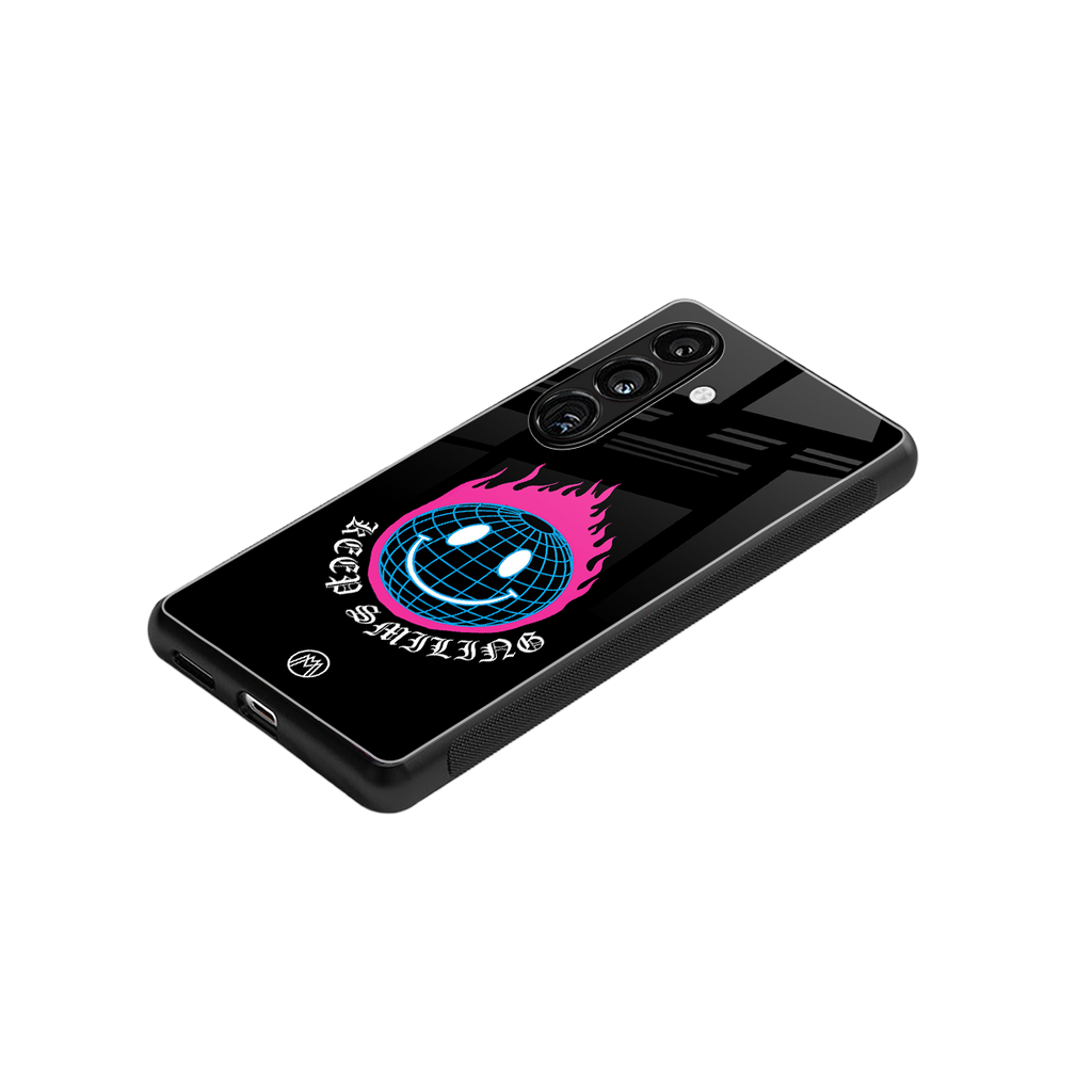 keep smiling back phone cover | glass case for samsung galaxy s25 plus