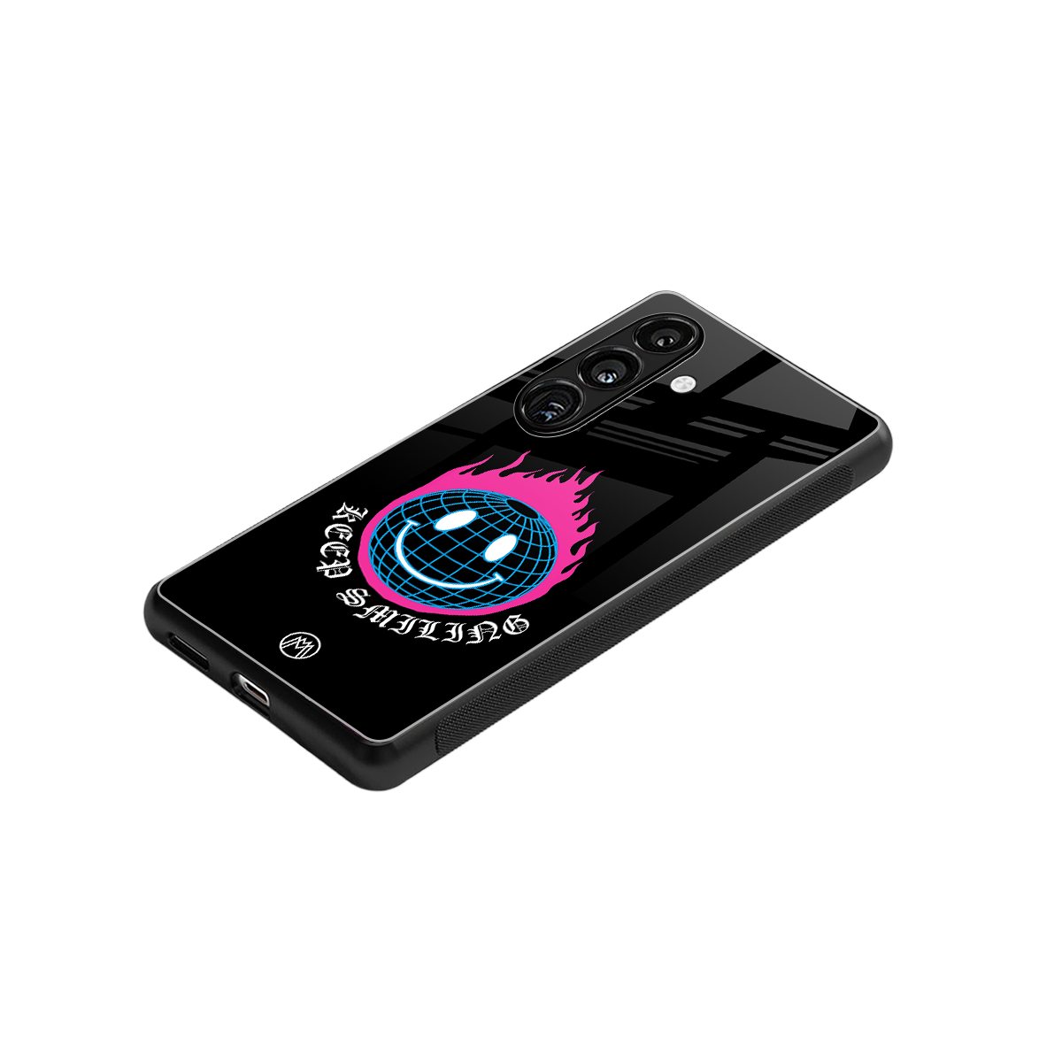 keep smiling back phone cover | glass case for samsung galaxy s25 plus