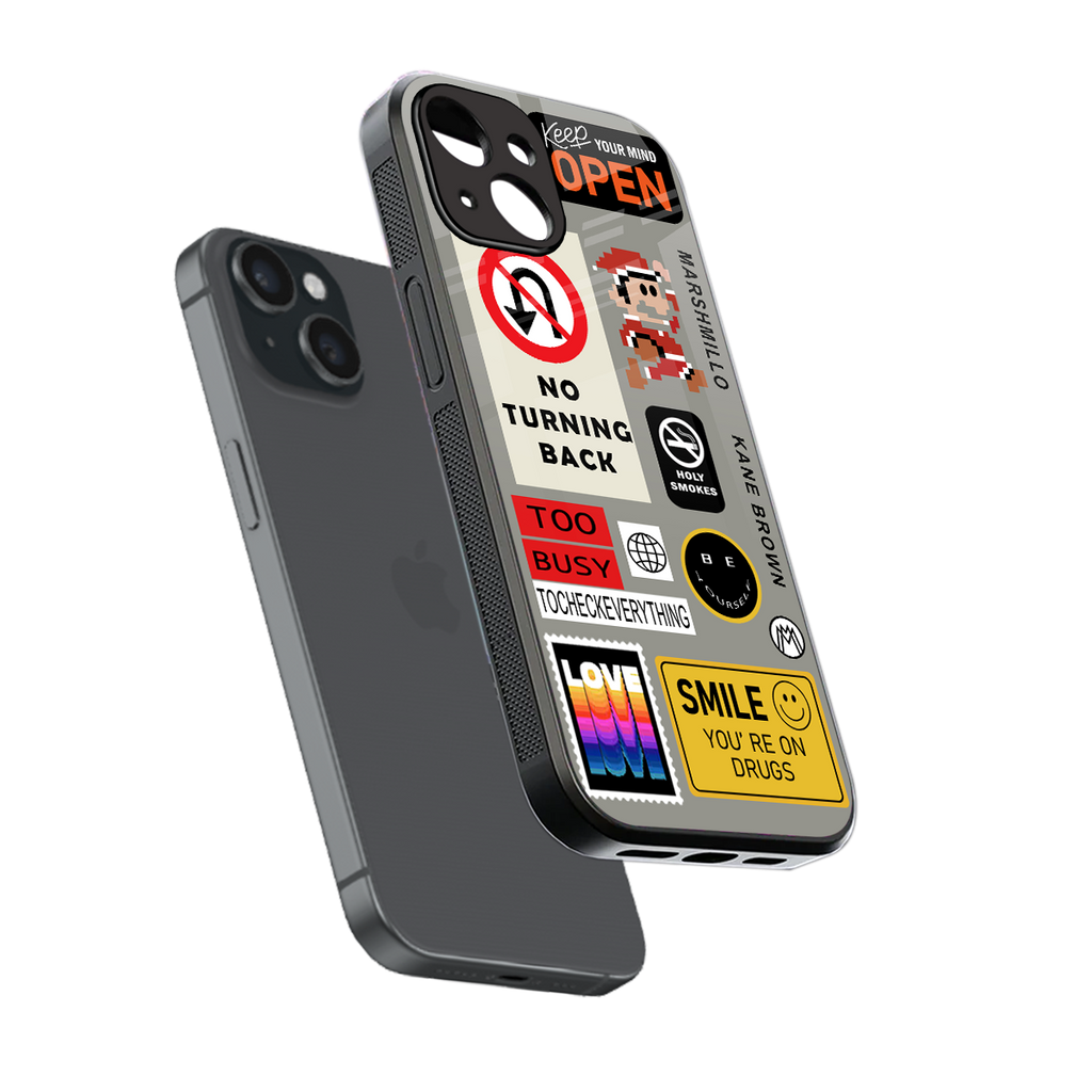 keep your mind open back phone cover | glass case for iphone 13 mini