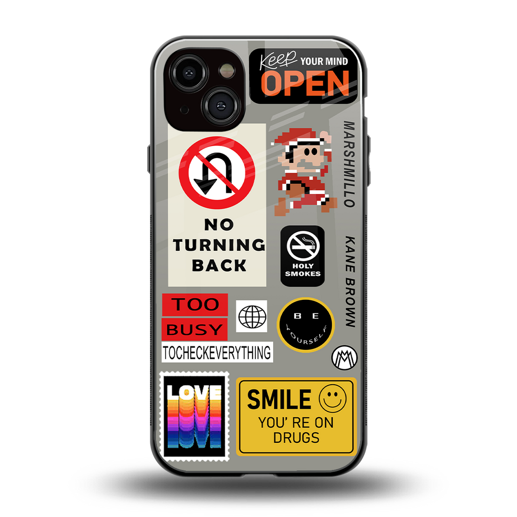 keep your mind open back phone cover | glass case for iphone 15 plus