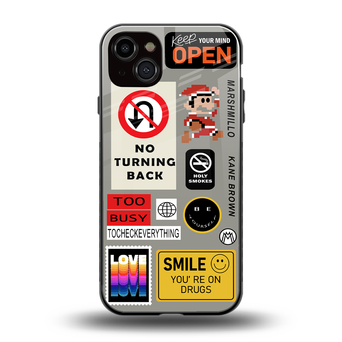 keep your mind open back phone cover | glass case for iphone 14 plus