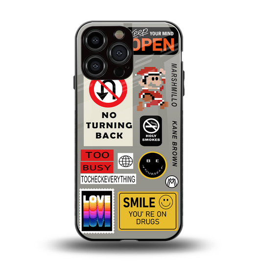 keep your mind open back phone cover | glass case for iphone 14 pro max