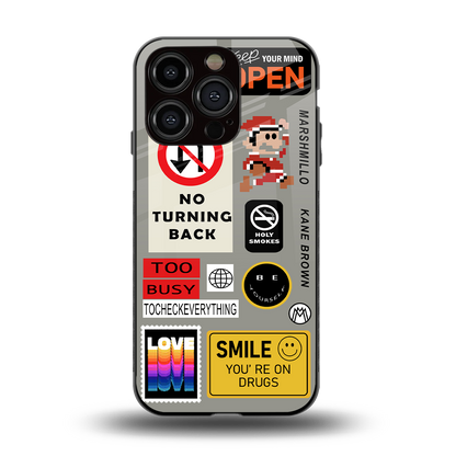 keep your mind open back phone cover | glass case for iphone 15 pro