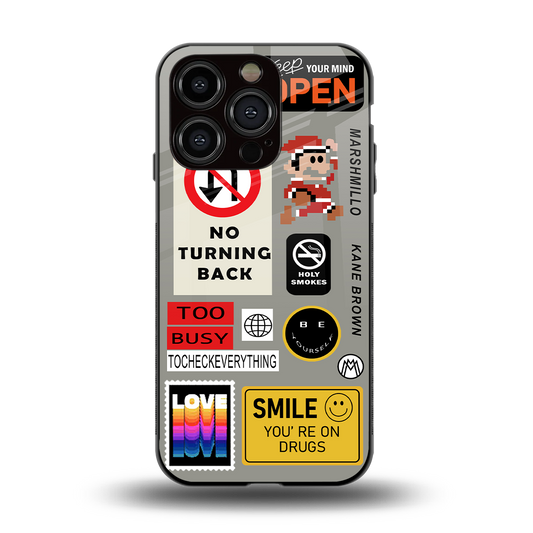 keep your mind open back phone cover | glass case for iphone 15 pro