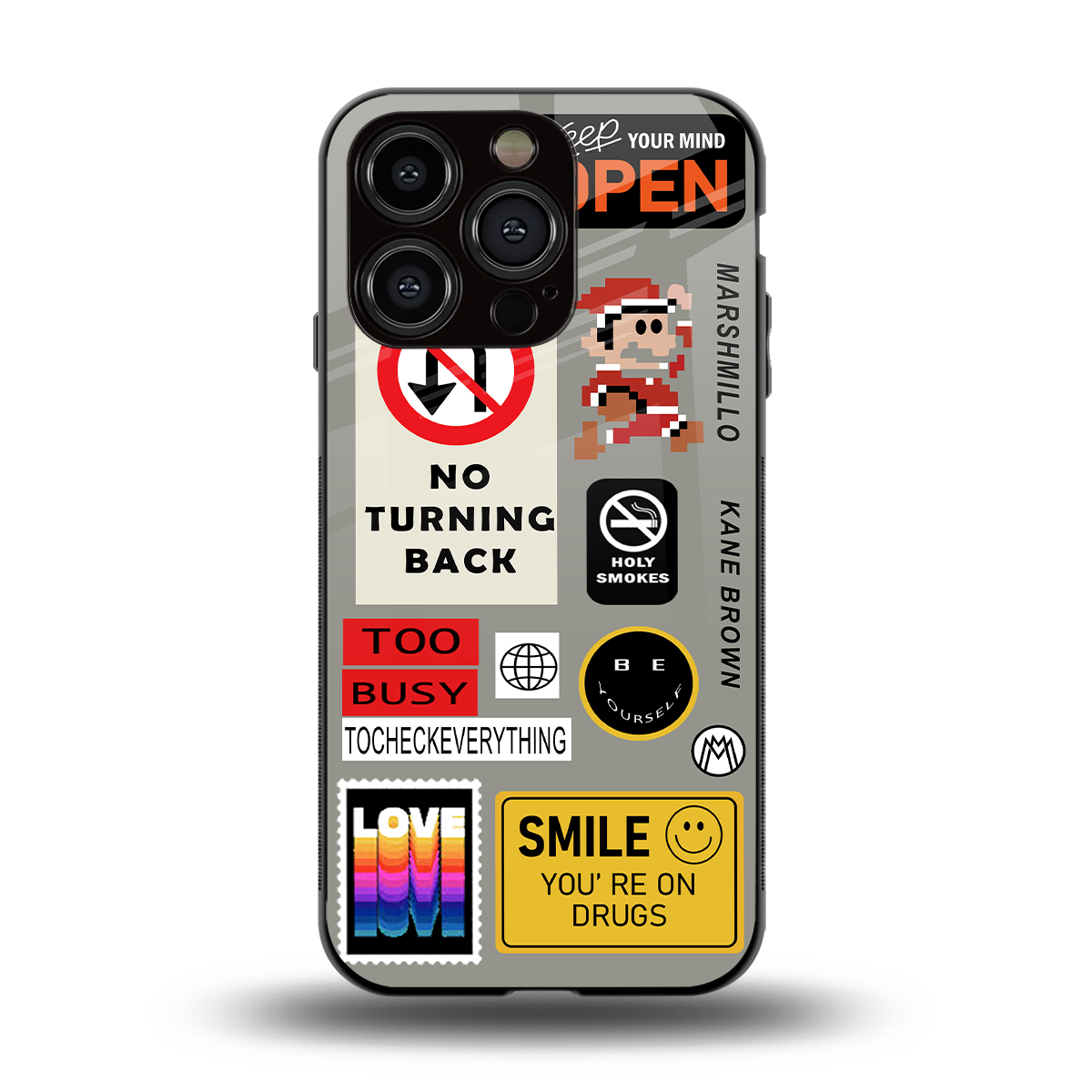 keep your mind open back phone cover | glass case for iphone 14 pro