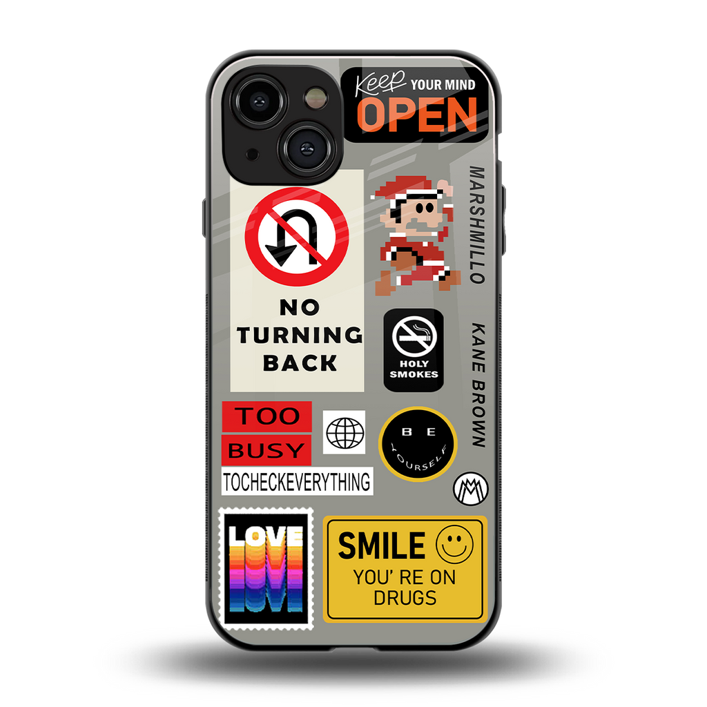 keep your mind open back phone cover | glass case for iphone 15