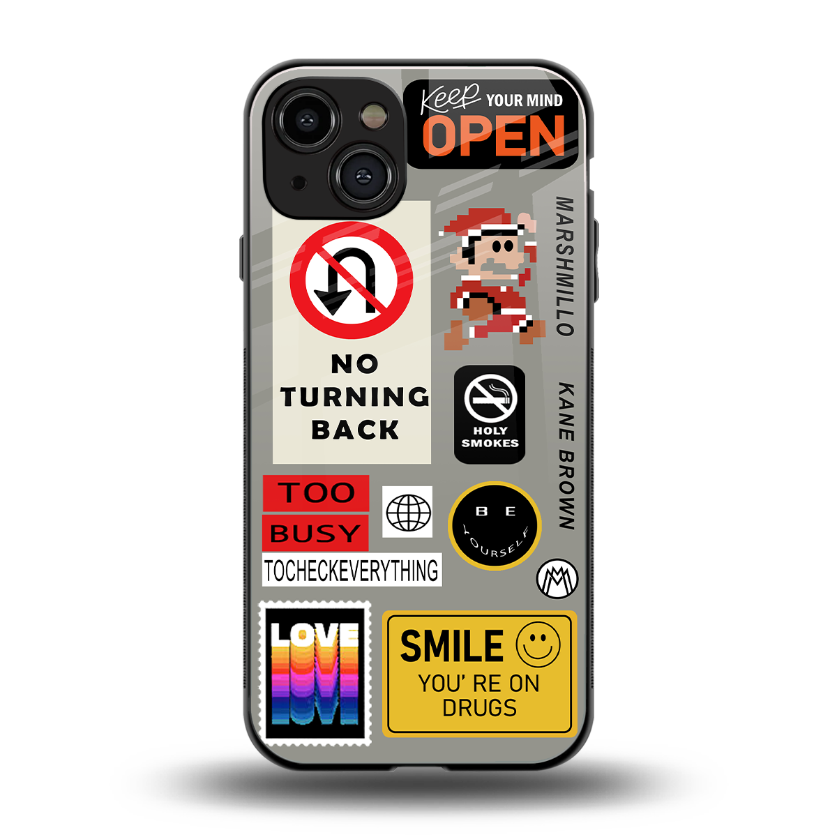 keep your mind open back phone cover | glass case for iphone 15