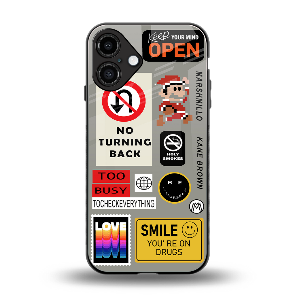 keep your mind open back phone cover | glass case for iphone 16 plus