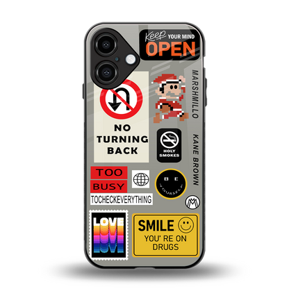 keep your mind open back phone cover | glass case for iphone 16 plus