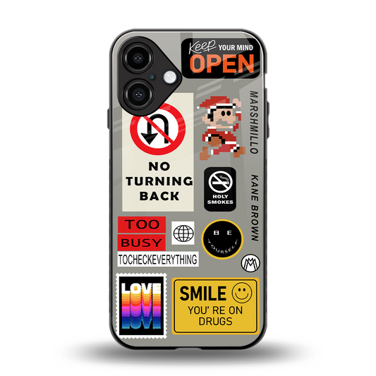 keep your mind open back phone cover | glass case for iphone 16 plus